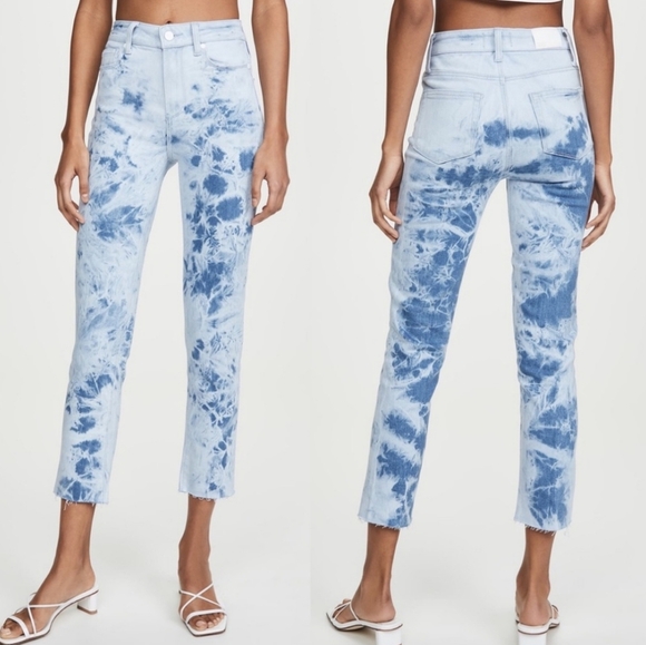 🫰🌊 $229 NWOT PAIGE Hoxton Indigo Tye Dye Denim Jeans - Picture 2 of 4